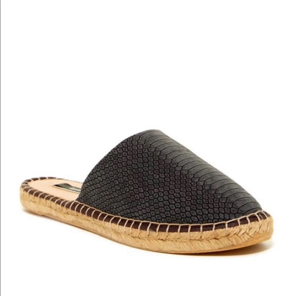 Kensie Snakeskin Mules Espadrilles 9 Grey Slipon